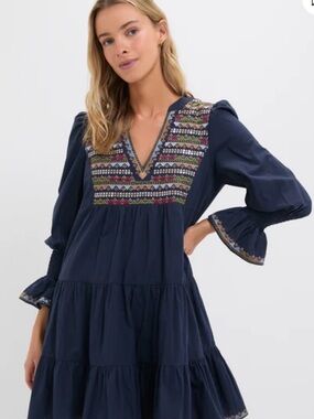 NWT Tuckernuck Navy Embroidered Sequin Kenzo Dress - Pomander Place